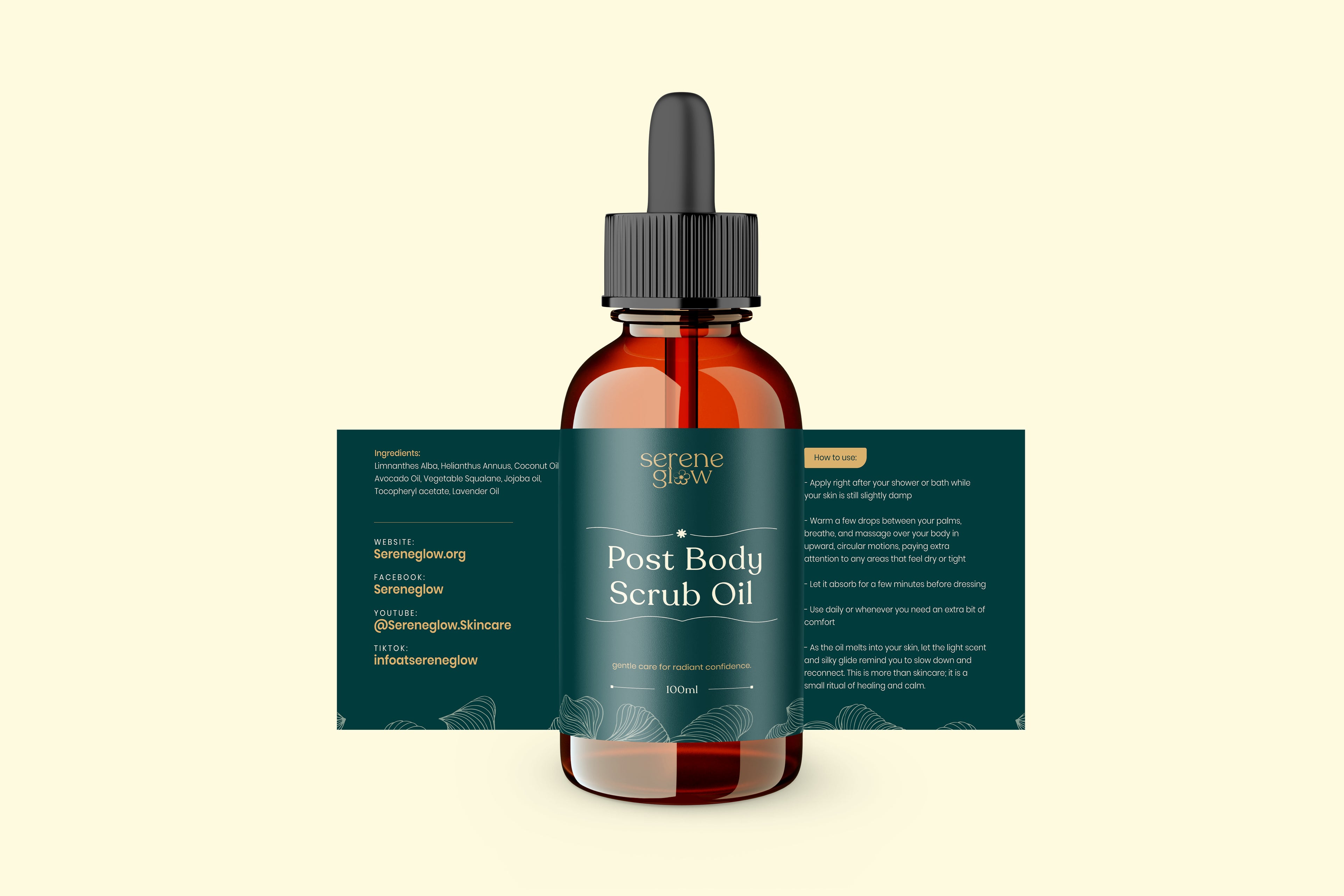 Serene Glow Post Scrub Oil Botanical Oil After Shower Body Oil Care